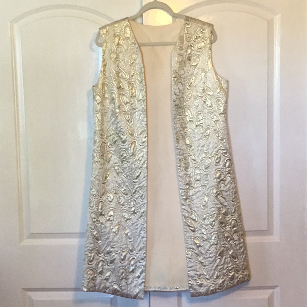Vintage Elegant Silver Brocade Vest